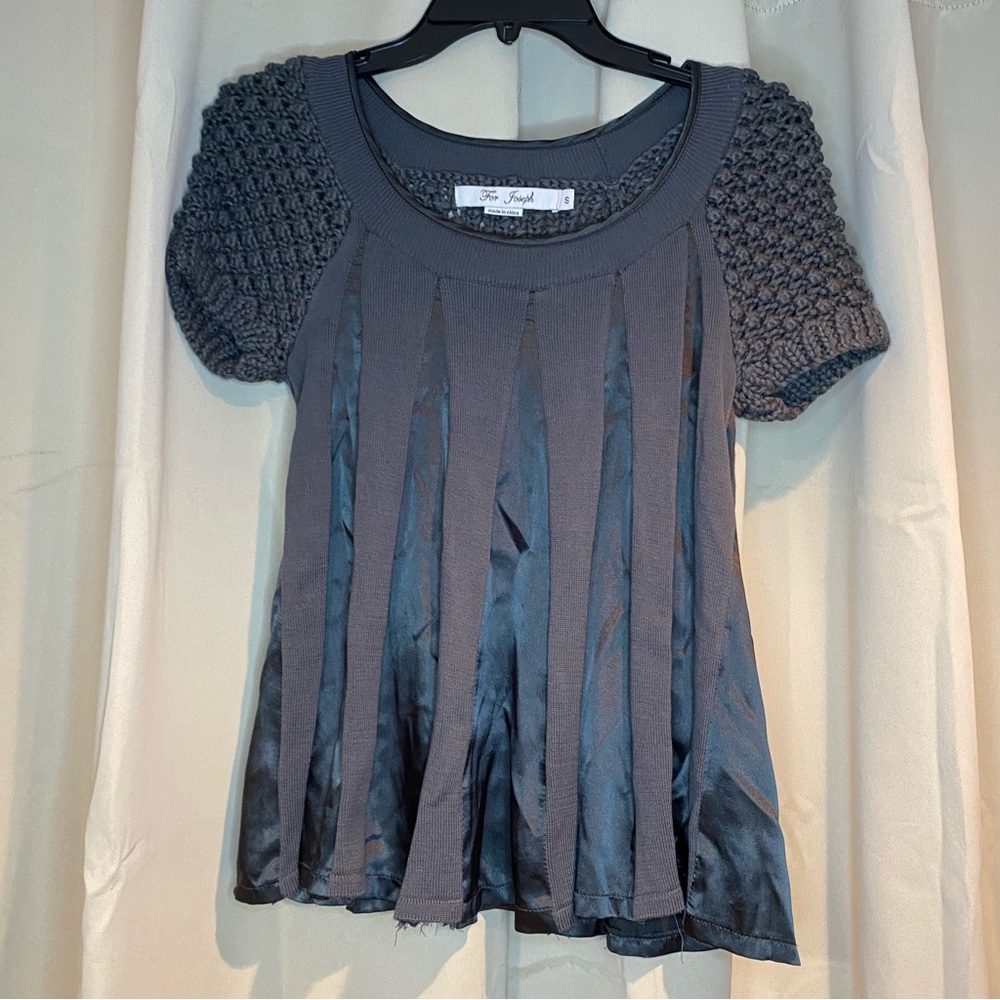 FOR JOSEPH GRAY SILK BLEND KNIT TRAPEZE SWEATER PARTY CHRISTMAS QUIET LUXURY